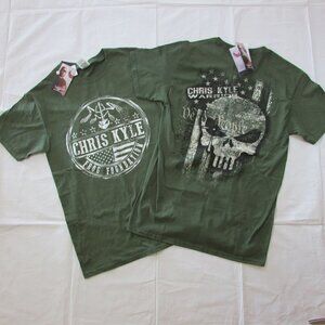 2 Pc Chris Kyle Frog Foundation Men's SM Short Sleeve Graphic T-Shirts Military